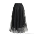 Women Sweet A-Line Mid-calf Dot Elastic Waist Skirt